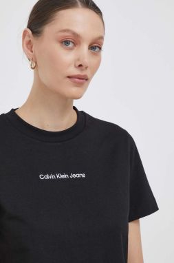 Bavlnené tričko Calvin Klein Jeans čierna farba