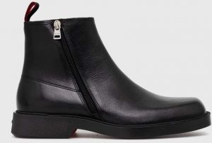 Kožená obuv HUGO Iker pánske, čierna farba, 50500455