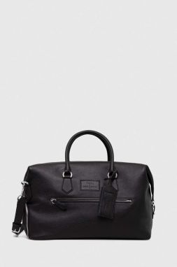 Kožená taška Polo Ralph Lauren čierna farba