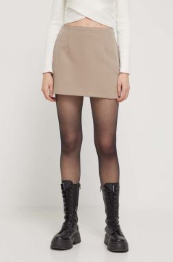 Sukňa Abercrombie & Fitch béžová farba, mini, rovný strih