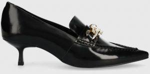 Kožené ihličky Tommy Hilfiger TH CHAIN POINTY PUMP čierna farba, FW0FW07527