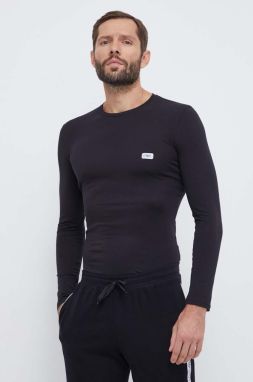 Tričko s dlhým rukávom Emporio Armani Underwear čierna farba, s nášivkou