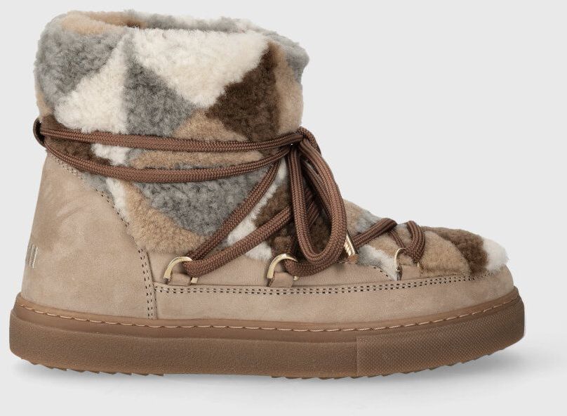 Semišové snehule Inuikii Shearling Patchwork béžová farba, 75202-076