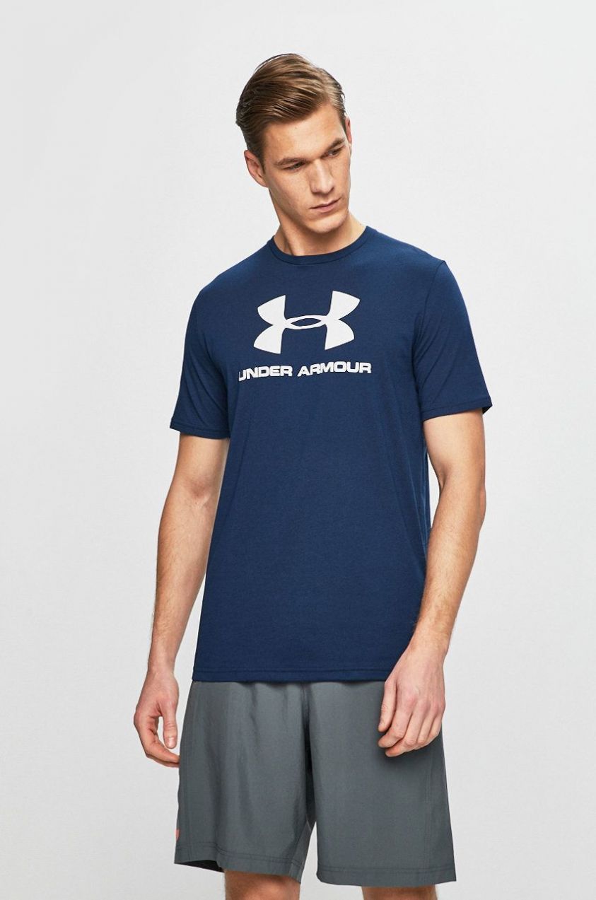 Tričko Under Armour 1329590-100, tmavomodrá farba, s potlačou