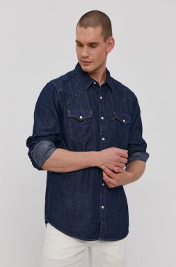 Bavlnená košeľa Levi's 85744.0000-Blues, pánska, tmavomodrá farba, regular, s klasickým golierom