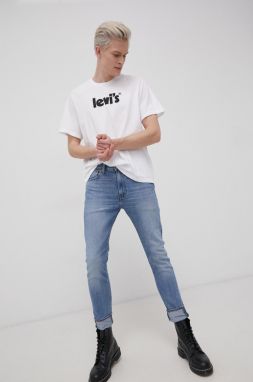 Bavlnené tričko Levi's 16143.0390-Neutrals, biela farba, s potlačou
