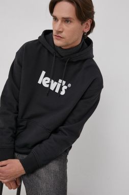 Bavlnená mikina Levi's 38479.0079-Blacks, pánska, čierna farba, s potlačou