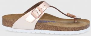 Kožené žabky Birkenstock Gizeh 1005049-met.copper, dámske, ružová farba, na plochom podpätku