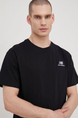 Bavlnené tričko New Balance UT21503BK-BK, čierna farba, jednofarebné