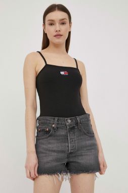 Rifľové krátke nohavice Levi's 56327.0240-Blacks, dámske, šedá farba, jednofarebné, vysoký pás