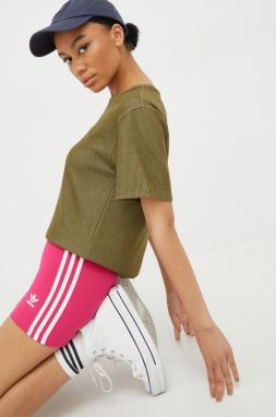 Šortky adidas Originals Adicolor HG6123-REMAG, dámske, ružová farba, s nášivkou, vysoký pás