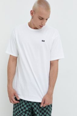 Bavlnené tričko Vans VN0A49R7WHT1-WHITE, biela farba, jednofarebné