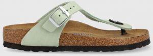 Semišové žabky Birkenstock Gizeh SFB 1024062-Matcha, dámske, zelená farba, na plochom podpätku, 1024062