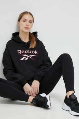 Mikina Reebok Classic HS4718-BLACK, dámska, čierna farba, s kapucňou, s potlačou