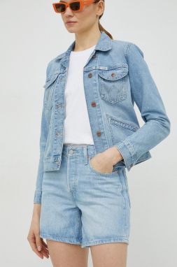 Rifľové krátke nohavice Levi's 29961.0034-LightIndig, dámske, jednofarebné, vysoký pás