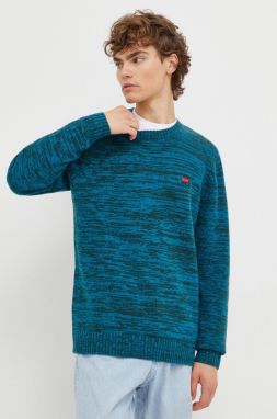 Vlnený sveter Levi's pánsky, tyrkysová farba