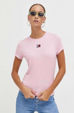 Tričko Tommy Jeans dámsky, ružová farba