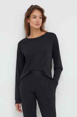 Pyžamové tričko s dlhým rukávom Calvin Klein Underwear čierna farba