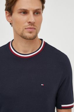 Bavlnené tričko Tommy Hilfiger tmavomodrá farba, jednofarebný