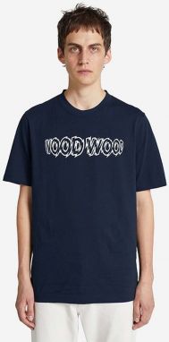 Bavlnené tričko Wood Wood Bobby Shatter Logo T-shirt 12225707.2489-NAVY, tmavomodrá farba, s potlačou