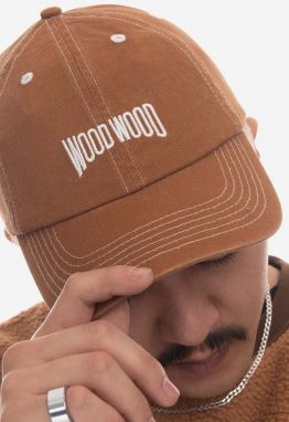 Bavlnená šiltovka Wood Wood 12240807.7083-ANTHRACITE, hnedá farba, s nášivkou
