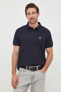 Polo tričko Tommy Hilfiger pánsky, tmavomodrá farba, s nášivkou