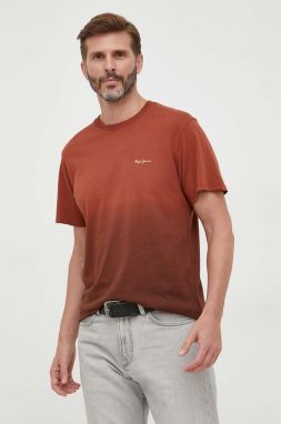 Bavlnené tričko Pepe Jeans hnedá farba, jednofarebný
