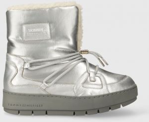 Snehule Tommy Hilfiger TOMMY ESSENTIAL SILVER SNOWBOOT strieborná farba, FW0FW07506