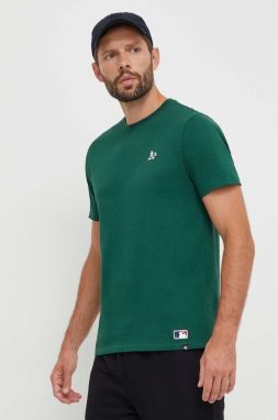Bavlnené tričko 47brand MLB Oakland Athletics pánsky, zelená farba, jednofarebný