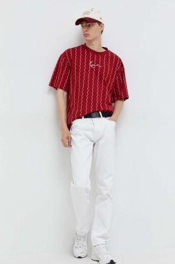 Bavlnené tričko Karl Kani pánsky, červená farba, vzorovaný