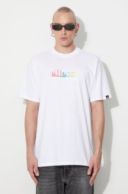 Bavlnené tričko Ellesse SHR17642-BLACK, biela farba, s nášivkou