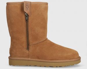 Semišové snehule UGG Classic Short Bailey Zip hnedá farba, 1144043