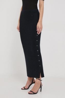 Vlnená sukňa Calvin Klein čierna farba, maxi, puzdrová