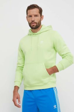 Mikina adidas Originals pánska, zelená farba, s kapucňou, jednofarebná