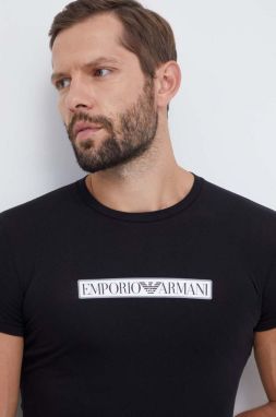 Tričko Emporio Armani Underwear čierna farba, s potlačou