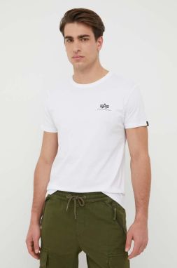 Bavlnené tričko Alpha Industries Basic T Small Logo 188505.09, biela farba, s potlačou