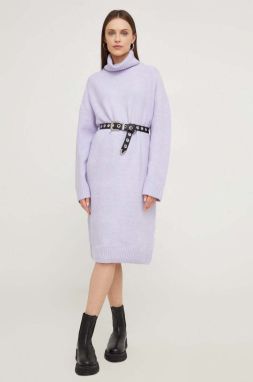 Vlnená sukňa Answear Lab fialová farba, mini, oversize