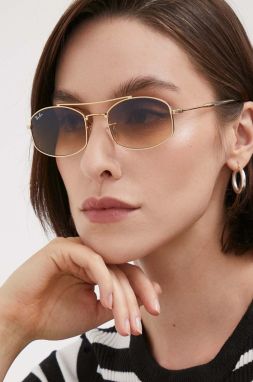 Slnečné okuliare Ray-Ban dámske, béžová farba