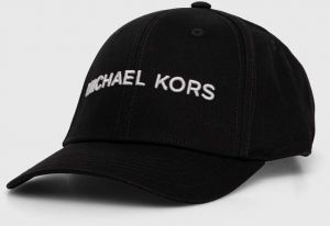 Bavlnená šiltovka Michael Kors čierna farba, s nášivkou