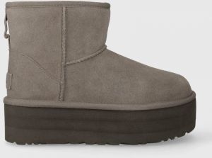 Semišové snehule UGG Classic Mini Platform šedá farba, 1134991