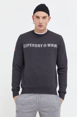 Mikina Superdry pánska, šedá farba, s potlačou