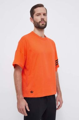 Bavlnené tričko adidas Originals pánsky, oranžová farba, s nášivkou