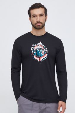 Športové tričko s dlhým rukávom Smartwool Denver Go Far Feel Good Graphic čierna farba, s potlačou