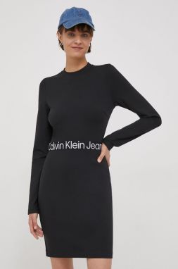 Šaty Calvin Klein Jeans čierna farba, mini, priliehavá