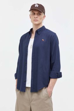 Bavlnená košeľa Abercrombie & Fitch pánska, tmavomodrá farba, regular, s golierom button-down