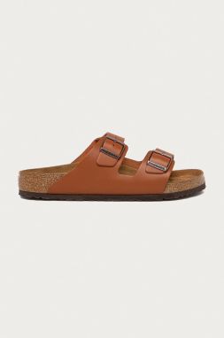 Kožené šľapky Birkenstock Arizona pánske, hnedá farba