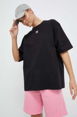Bavlnené tričko adidas Originals Adicolor Essentials čierna farba, IA6464