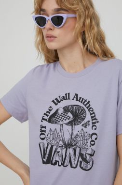 Bavlnené tričko Vans dámsky, fialová farba