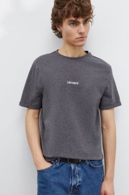 Bavlnené tričko Les Deux pánsky, šedá farba, s potlačou
