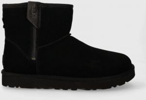 Semišové snehule UGG Classic Mini Bailey Zip čierna farba, 1151230